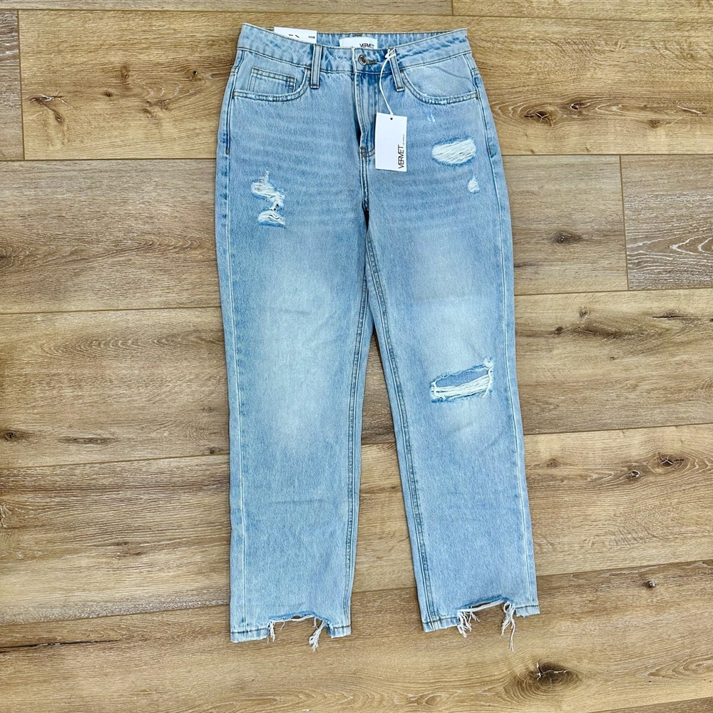 NWT Vervet by Flying Monkey - Distressed Light Blue Women's Boyfriend Jeans